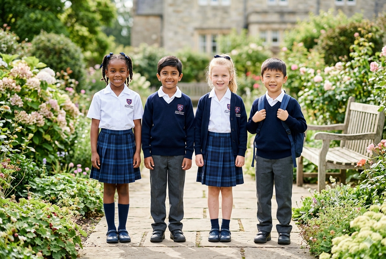 School children in uniform stitching Dubai UAE